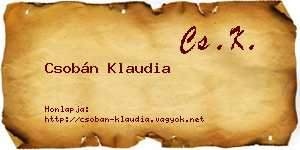 Csobán Klaudia névjegykártya